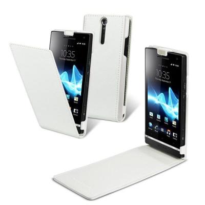 Muvit Slim - Beschermhoes voor mobiele telefoon - kunstleer - wit - voor Sony XPERIA S
