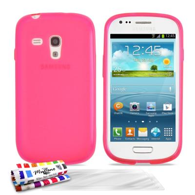 Coque Souple ORIGINAL Ultra Fine Rose Le Glossy Hybrid de MUZZANO pour SAMSUNG GALAXY S3 MINI ( I8190 ) + 3 Films de Protection Ecran UltraClear Pour SAMSUNG GALAXY S3 MINI ( I8190 )