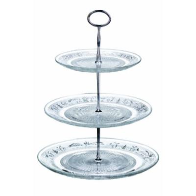 PREMIER HOUSEWARES 1402623 PRÉSENTOIR À GÂTEAU DE 3 NIVEAUX EN VERRE TRANSPARENT