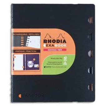 Lot de 2 Cahiers rechargeables EXABOOK, spirale, 160 pages, 90g, quadrillé 5 x 5, Format 16 x 21 cm, Couverture polypro noire - 1