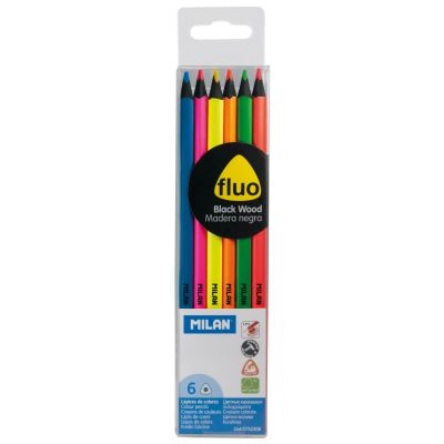Étuis 6 crayons Milán Fluo bois noir