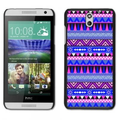 Coque noire pour HTC Desire 610 motif Aztèque bleu et violet