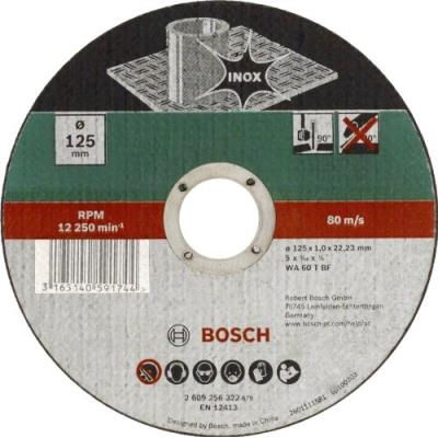 Bosch 2609256322 Disque à Tronçonner à Moyeu Plat pour Inox Diamètre 125 Mm Diamètre D'Alésage 22/23 Epaisseur 1 Mm