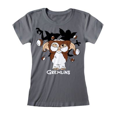 T-shirt gris à boules de fourrure Gremlins Gizmo pour femmes: moyen
