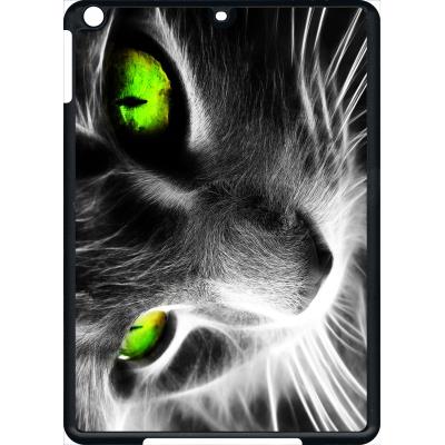 Coque pour apple ipad air chat noir et blanc yeux vert