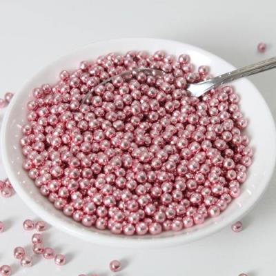 Perles alimentaires métalliques rose pour décoration gâteau taille unique