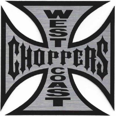 sticker west coast choppers 8cm croix de malte biker usa
