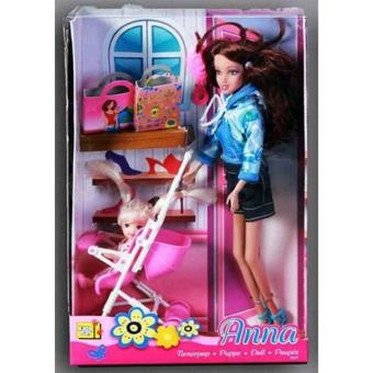 Poupee Mannequin Anna Avec Son Bebe En Poussette Poupee Achat Prix Fnac
