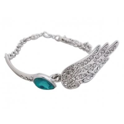 Bracelet fausse pierre turquoise et aile scintillante bijou fantaisie pas cher
