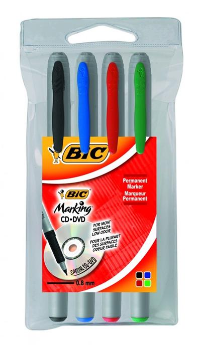 Marqueur Permanent Spécial CD/DVD Bic Marking CD/DVD - Etui x 4 couleurs