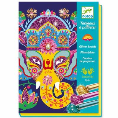 Kit de loisirs créatifs Djeco Dessins à paillettes Animaux Enfants 6 à 11 ans