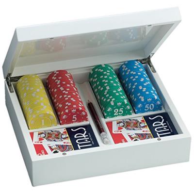 Juego - Ju00065 Jeu De Cartes Poker Set, 100 fiches Giunevere Game Set (Blanc)