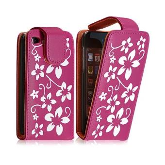 Étui pour Apple Ipod 4G couleur rose fushia avec motifs fleurs - 1