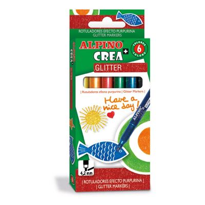 Étuis 6 Feutres cire glitter Alpino