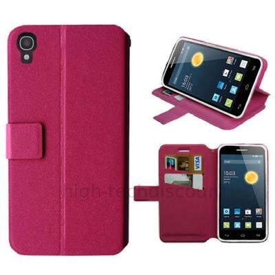 Housse etui coque pochette portefeuille pour Alcatel One Touch Idol 3 (4.7) - ROSE