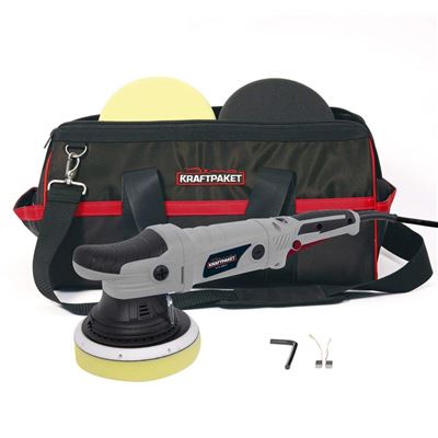 Dino Kraft Paquet Excentrique polir 21 mm XXL Hub 720 W avec 2 x éponge 1 x polir et Assiette 1 x Sac