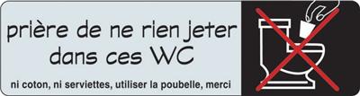 Plaque ne rien jeter dans les WC 7701