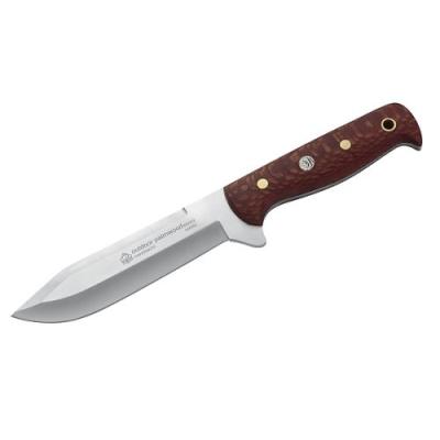 PUMA 305113 COUTEAU IP OUTDOOR AVEC MANCHE EN BOIS DE PALME, LAME EN ACIER 440 C ET GAINE EN CUIR