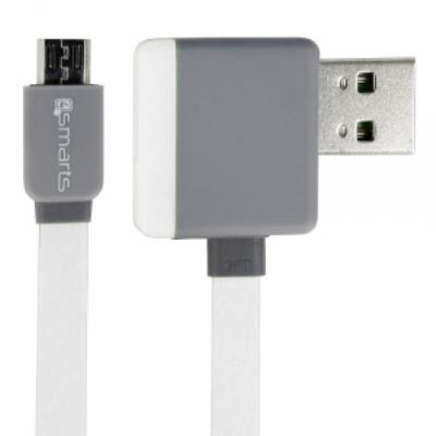 Câble de recharge et de synchronisation micro-USB avec prise gigogne blanc et gris