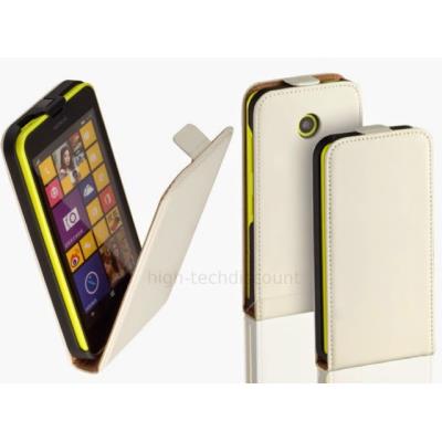 Housse etui coque pochette PU cuir fine pour Nokia Lumia 630 635 + film ecran - BLANC