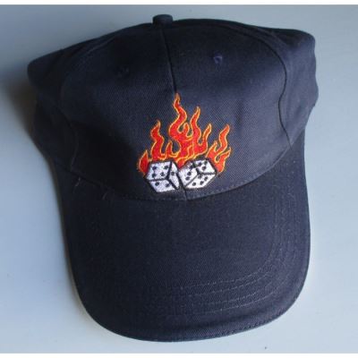 casquette bleu marine dé a flammes orange homme femme