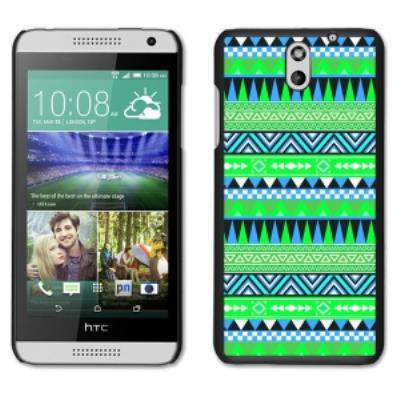 Coque noire pour HTC Desire 610 motif Aztèque bleu et vert