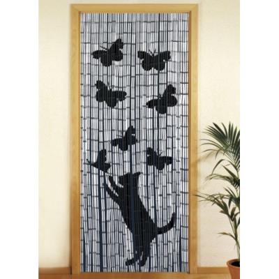 Wenko rideau en bambou 90 x 200 cm katze und schmetterling