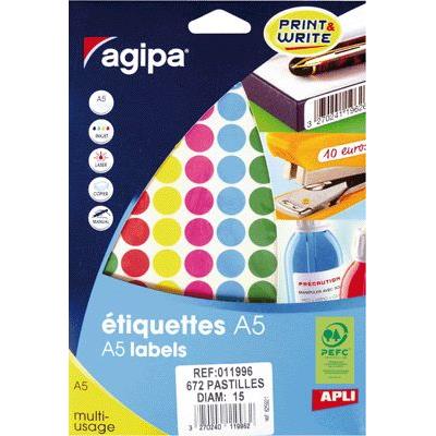Agipa - Disques Adhesifs 15mm Assorti - Etui De 630