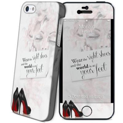 I-paint 110504 coque rigide + autocollant + film de protection décran pour iphone 5 5s motif marilyn
