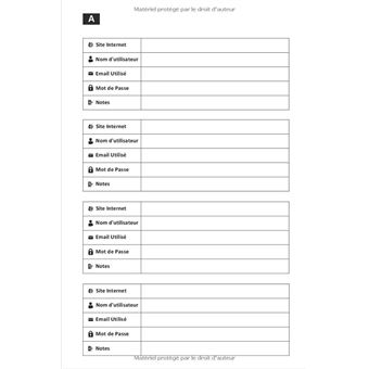 Carnet de Mots de Passe: Cahier pour vos identifiants et mots de passe  Internet - répertoire alphabétique - Petit format 12.7 cm x 20.32 cm -  110