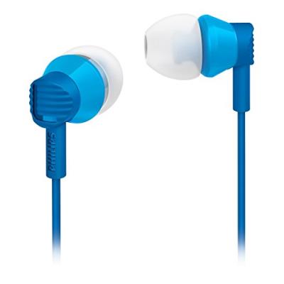 Philips SHE3800BL Écouteurs intra-auriculaires avec 3 paires d'embouts, câble renforcé, basses puissantes, Bleu