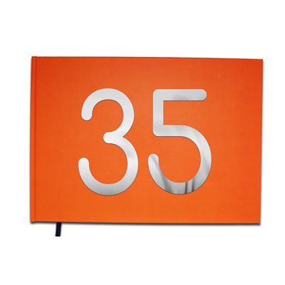 Livre d'or 35 ans - Anniversaire, Mariage, Retraite - Lettres chromées -100 pages - Qualité premium - Uttscheid Couleur :Orange Corail