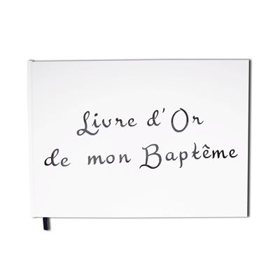 Livre d'or baptême blanc - Paysage - Couverture mate, lettres chromées - 100 pages - Qualité premium