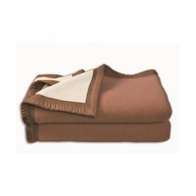 Couverture Aubisque en laine woolmark 180x220 cm chamois et blanc