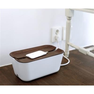 Hideaway cable organizer bosign - range câbles m blanc bois foncé