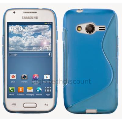 Housse etui coque silicone gel fine pour Samsung G357 Galaxy Ace 4 4G + film ecran - BLEU