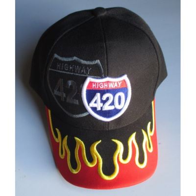 casquette highway 420 noir flamme orange homme biker usa