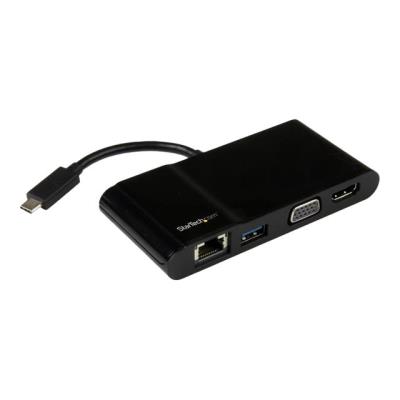 StarTech.com USB-C multifunctionele adapter voor laptops - 4K HDMI/VGA USB 3.0 - GbE - USB Type-C reisadapter - USB C mini dock externe video-adapter - zwart