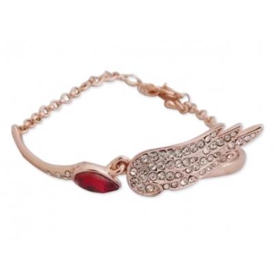 Bracelet doré, faux diamant rouge et aile brillante bijou fantaisie pas cher