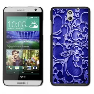 Coque noire pour HTC Desire 610 motifs Arabesques coloris bleu