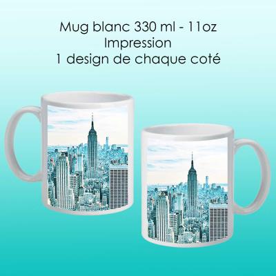 Mug blanc avec design New York bleu