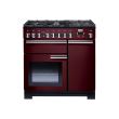 Falcon Professional Deluxe 90 - Cuisinière (four à deux étages) - pose libre - largeur : 90 cm - profondeur : 61.1 cm - hauteur : 90.5 cm - avec système auto-nettoyant - rouge airelle