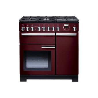 Falcon Professional Deluxe 90 - Cuisinière (four à deux étages) - pose libre - largeur : 90 cm - profondeur : 61.1 cm - hauteur : 90.5 cm - avec système auto-nettoyant - rouge airelle