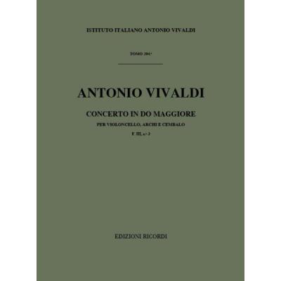 Partitions classique RICORDI VIVALDI A. - CONCERTI IN DO RV 400 - VIOLONCELLE, CORDES ET BASSE CONTINUE Violoncelle