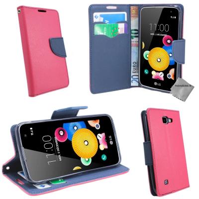 Housse etui coque pochette portefeuille pour LG K4 - ROSE / BLEU