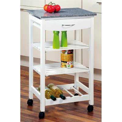 Desserte de cuisine en bois et plateau granit - Rangement cuisine