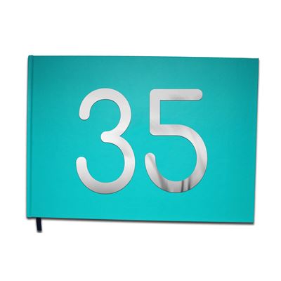 Livre d'or 35 ans - Anniversaire, Mariage, Retraite - Lettres chromées -100 pages - Qualité premium - Uttscheid Couleur :Bleu Calanque