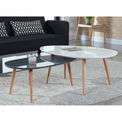 Stone table basse 98x61cm laqué blanc brillant