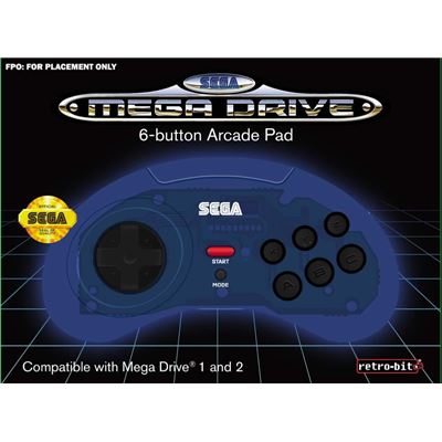 Retrobit - SEGA Mega Drive manette filaire 6 boutons - Connexion d'origine - Bleue