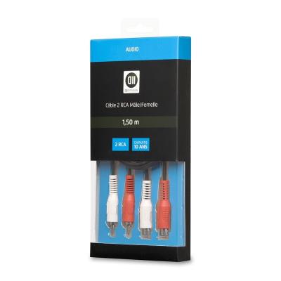 D2 Diffusion Câble 2 Rca Mâle/Femelle 1,5M